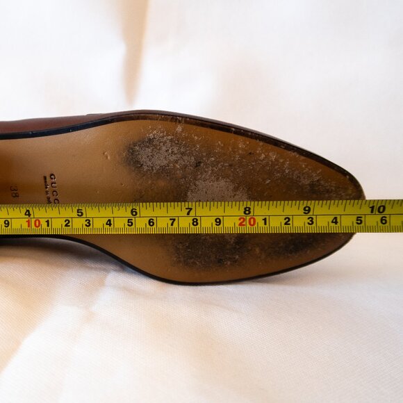 Gucci Leather & GG Logo Canvas Heeled 100 Loafers (IT/EU 38, US 7.5 - 8) - Picture 16 of 16